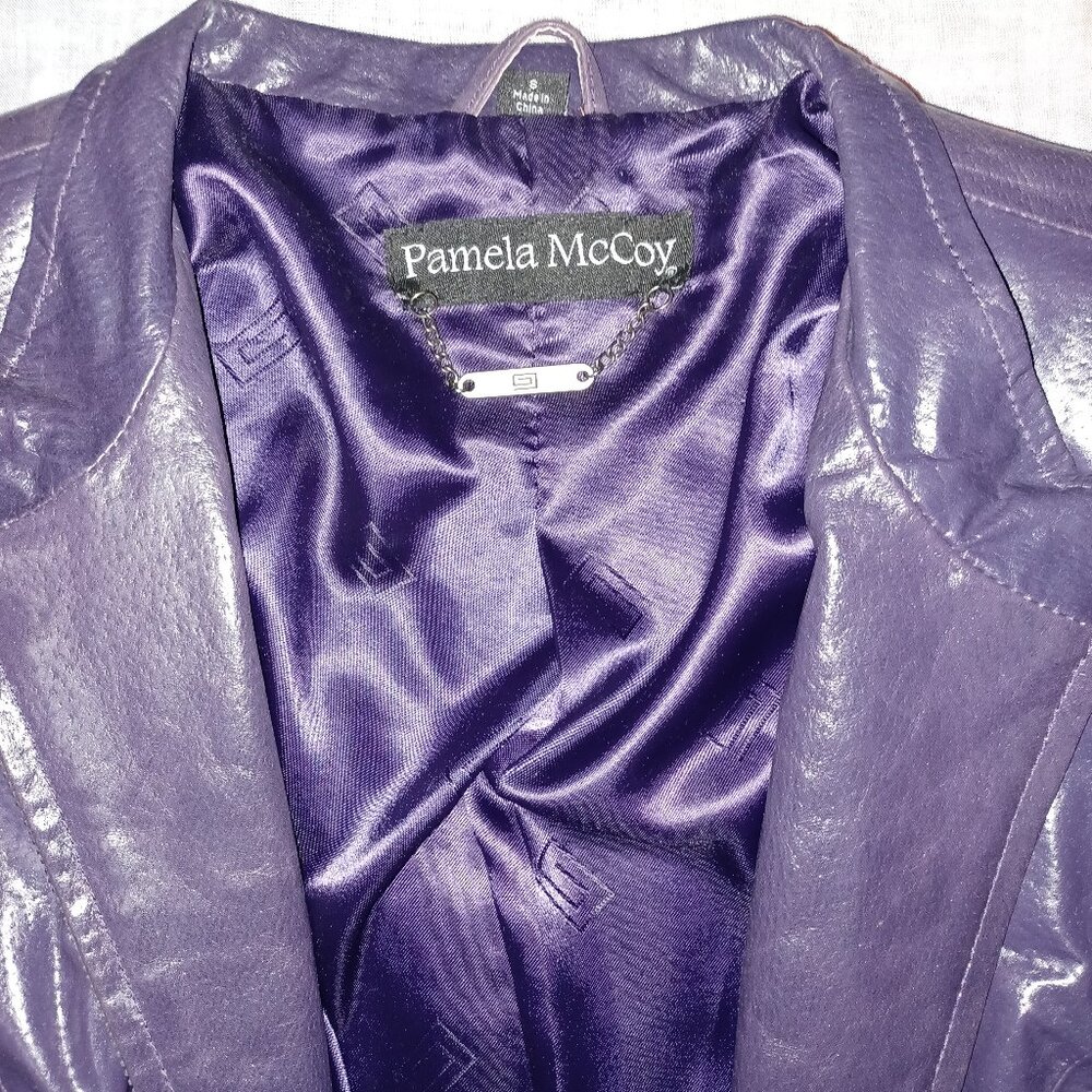 Pamela McCoy purple leather jacket small unworn